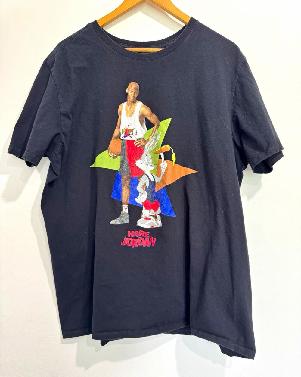 Jordan Hare Jordan Bugs Bunny Graphic Tee Black 2XL Cotton Crew Short #1075